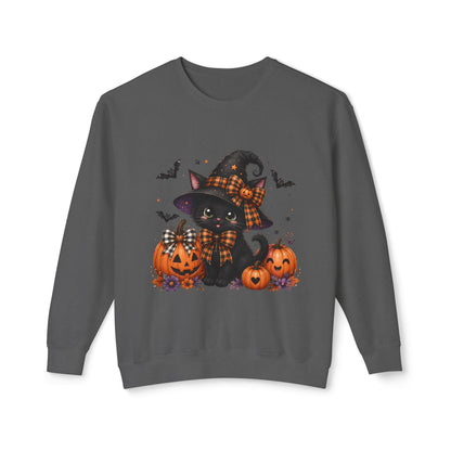 Halloween Black Cat Sweatshirt — Cute Witchy Pumpkin Crewneck