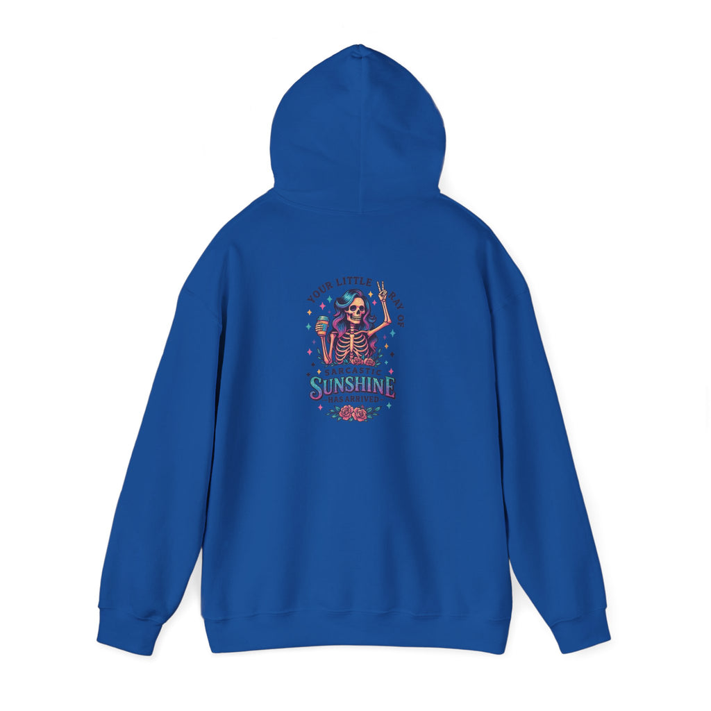 Sarcastic Skeleton Hoodie — "You're Late? Sarcastic Satisfaction" Graphic Pullover