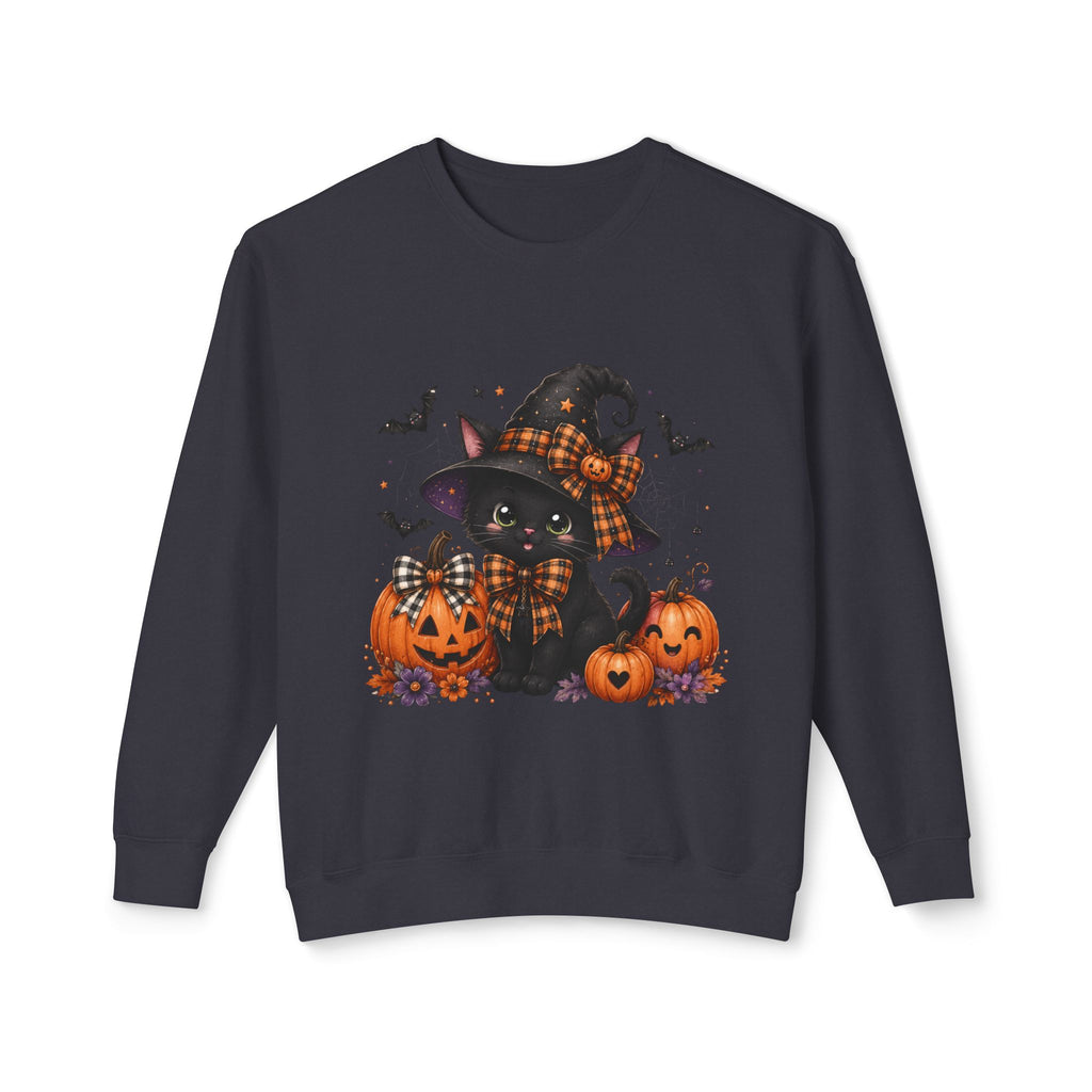 Halloween Black Cat Sweatshirt — Cute Witchy Pumpkin Crewneck
