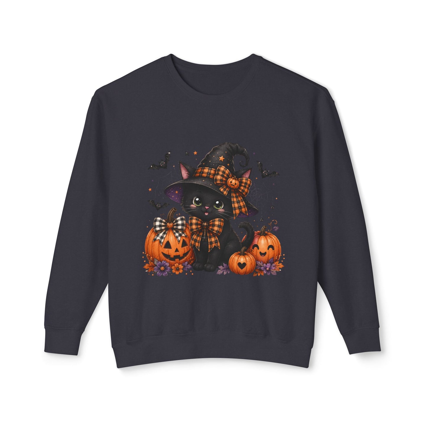 Halloween Black Cat Sweatshirt — Cute Witchy Pumpkin Crewneck