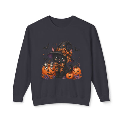 Halloween Black Cat Sweatshirt — Cute Witchy Pumpkin Crewneck