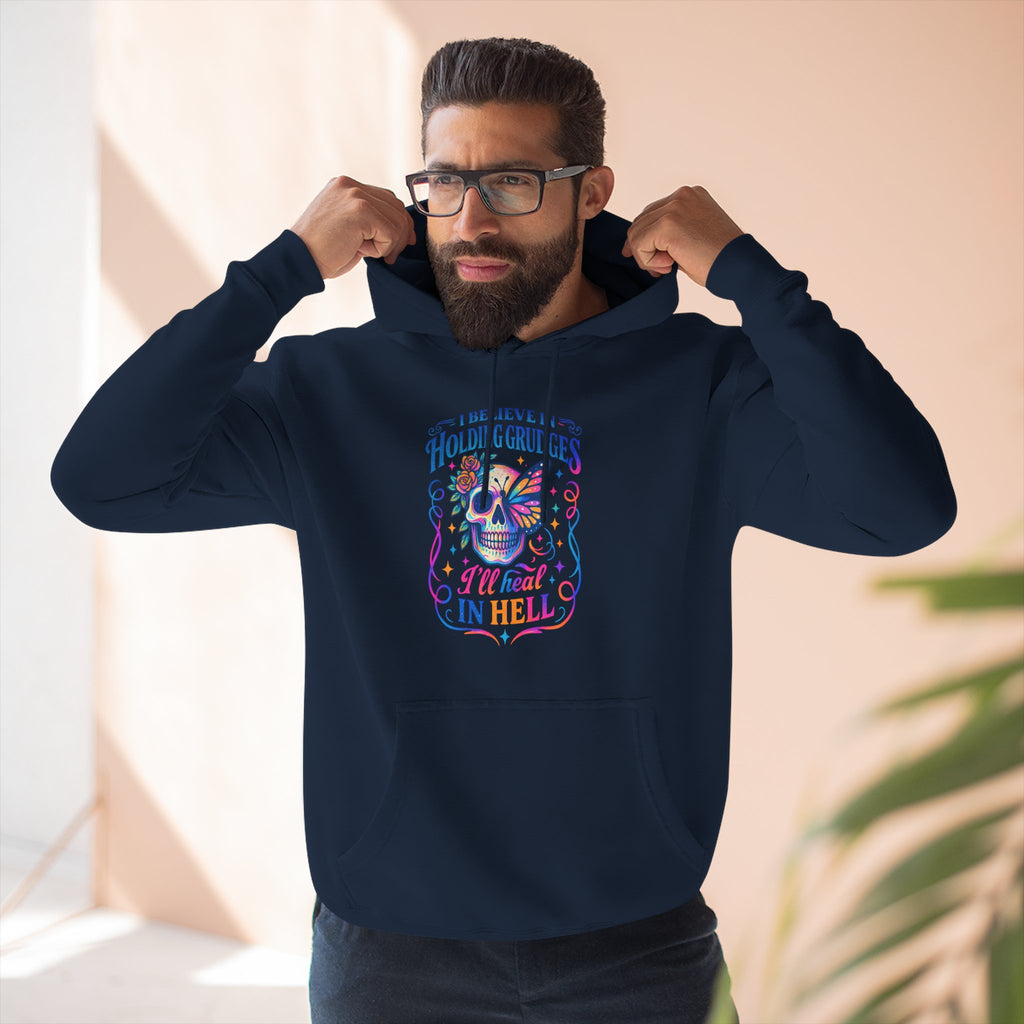 Skull & Butterfly Hoodie — "I Believe in Holding Grudges, I’ll Meet You in Hell" Graphic Hoodie