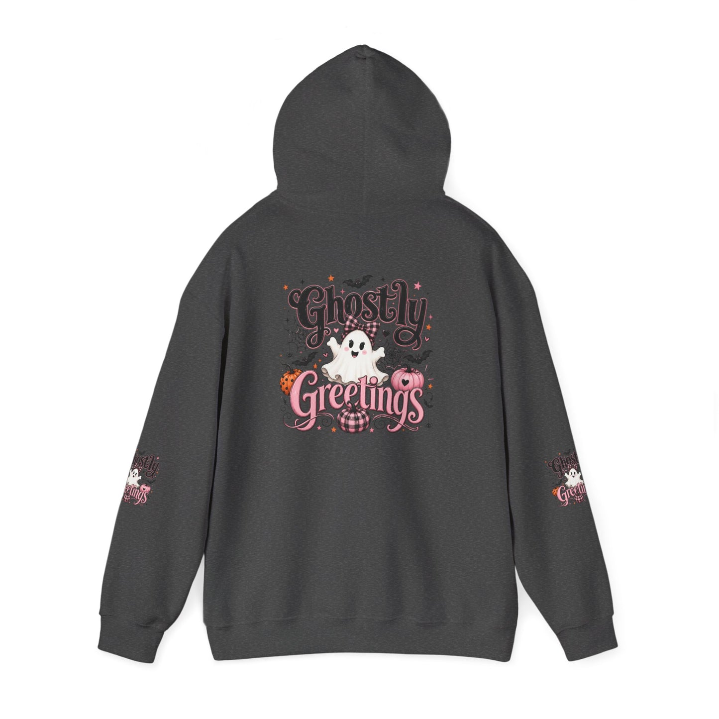 Ghostly Greetings Hoodie — Cute Retro Halloween Ghost Pullover
