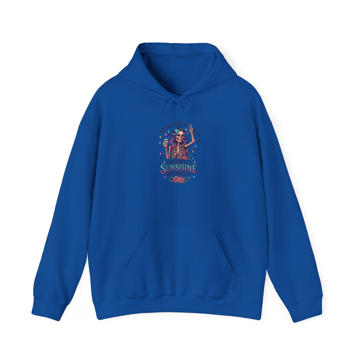 Sarcastic Skeleton Hoodie — "You're Late? Sarcastic Satisfaction" Graphic Pullover