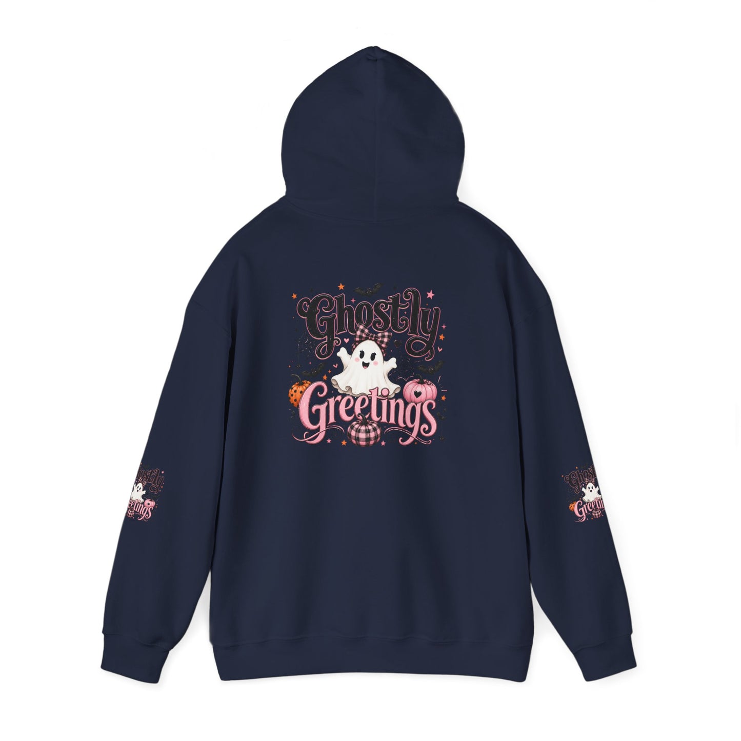 Ghostly Greetings Hoodie — Cute Retro Halloween Ghost Pullover
