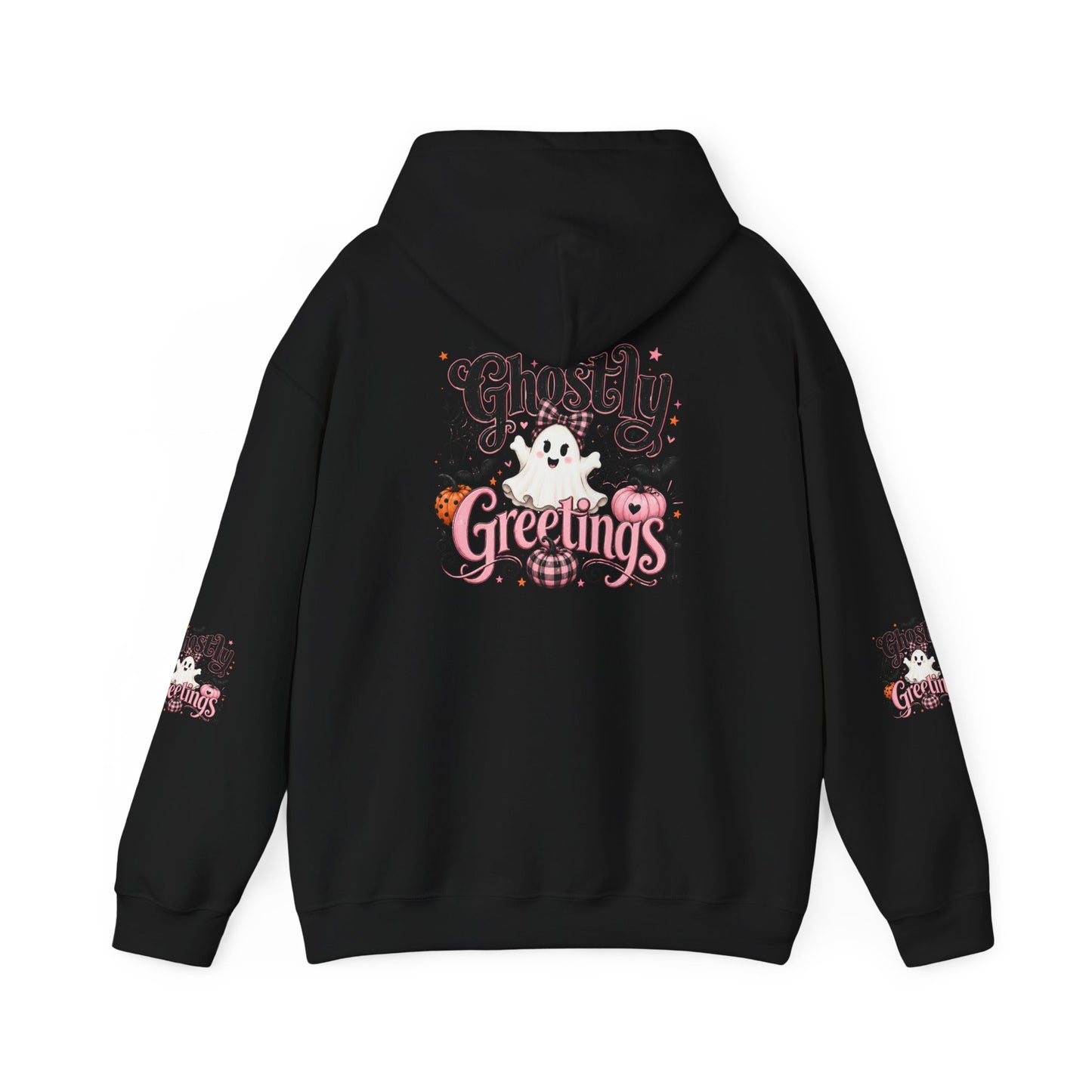 Ghostly Greetings Hoodie — Cute Retro Halloween Ghost Pullover