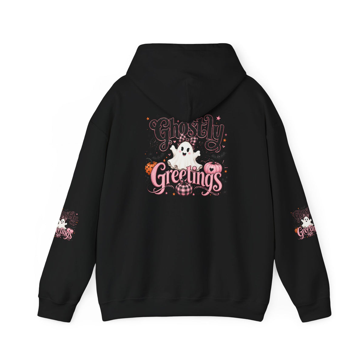 Ghostly Greetings Hoodie — Cute Retro Halloween Ghost Pullover
