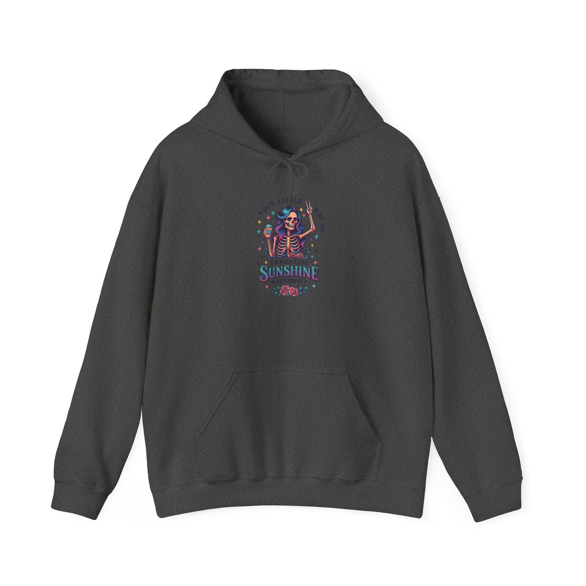 Sarcastic Skeleton Hoodie — "You're Late? Sarcastic Satisfaction" Graphic Pullover