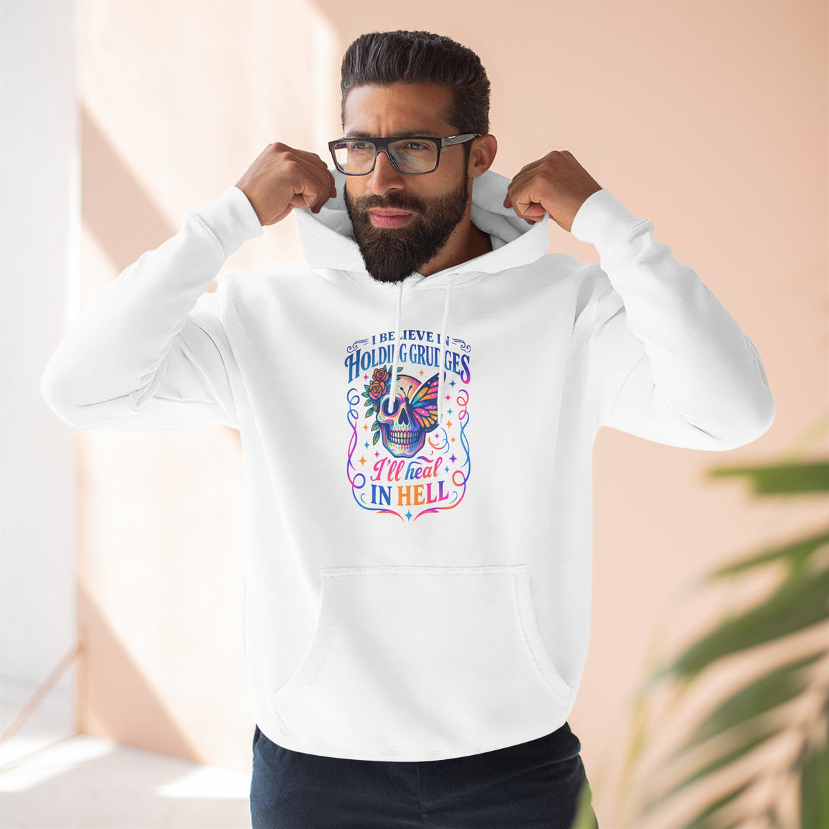 Skull & Butterfly Hoodie — "I Believe in Holding Grudges, I’ll Meet You in Hell" Graphic Hoodie