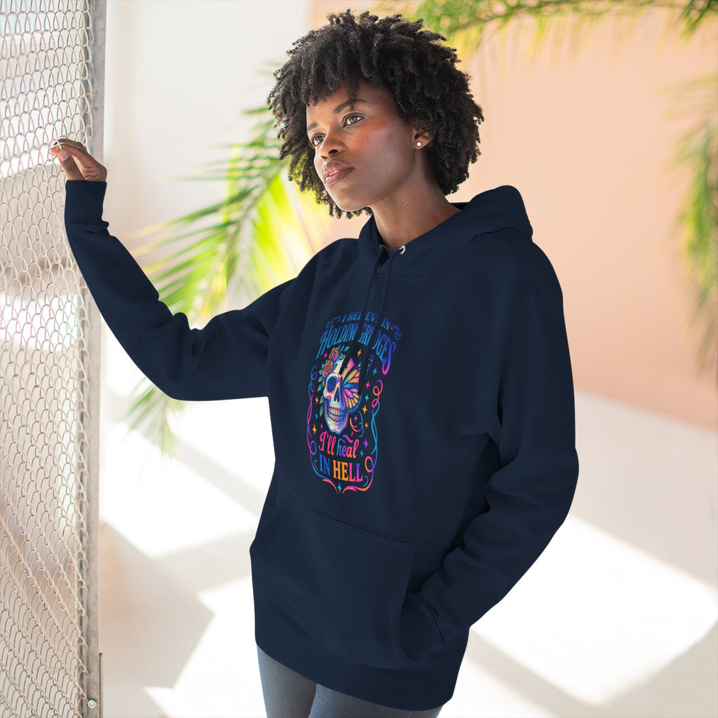 Skull & Butterfly Hoodie — "I Believe in Holding Grudges, I’ll Meet You in Hell" Graphic Hoodie