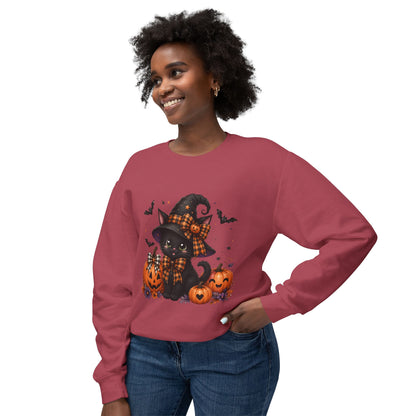 Halloween Black Cat Sweatshirt — Cute Witchy Pumpkin Crewneck