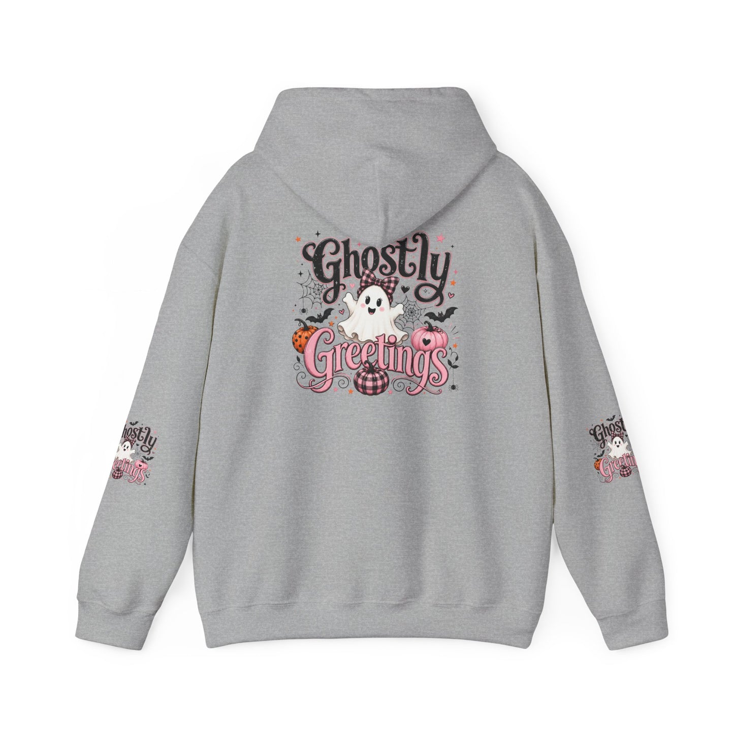 Ghostly Greetings Hoodie — Cute Retro Halloween Ghost Pullover