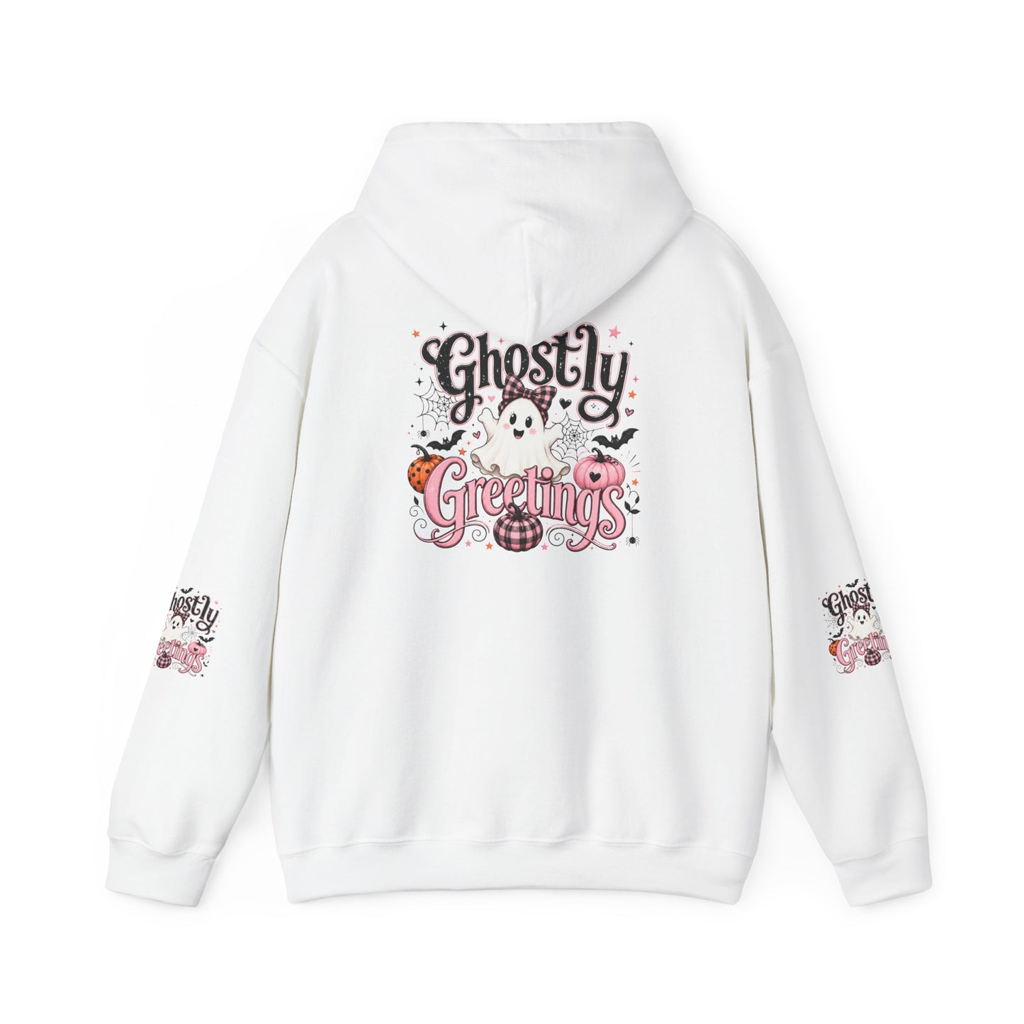 Ghostly Greetings Hoodie — Cute Retro Halloween Ghost Pullover