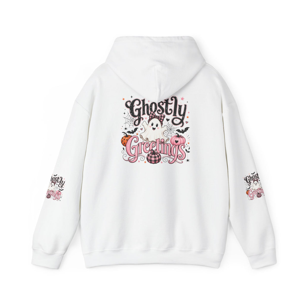 Ghostly Greetings Hoodie — Cute Retro Halloween Ghost Pullover