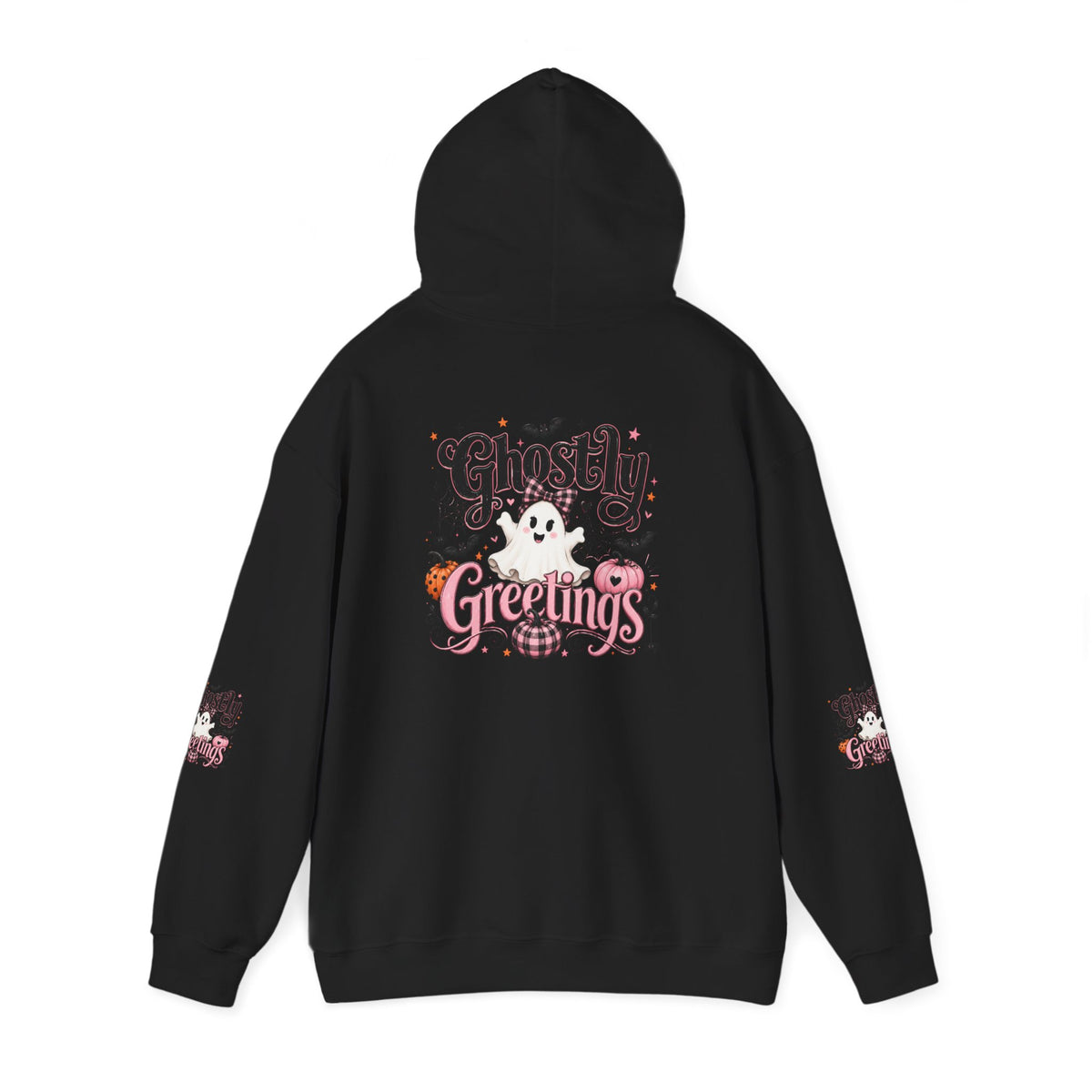Ghostly Greetings Hoodie — Cute Retro Halloween Ghost Pullover