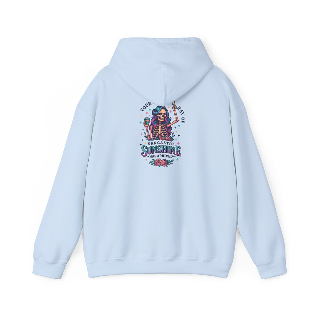 Sarcastic Skeleton Hoodie — "You're Late? Sarcastic Satisfaction" Graphic Pullover
