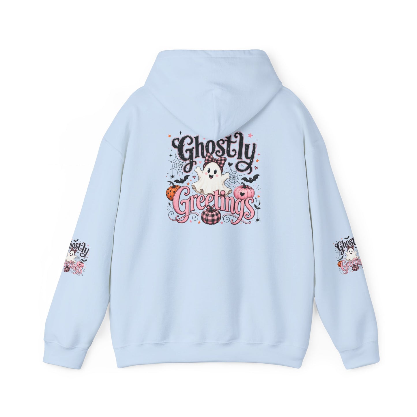 Ghostly Greetings Hoodie — Cute Retro Halloween Ghost Pullover