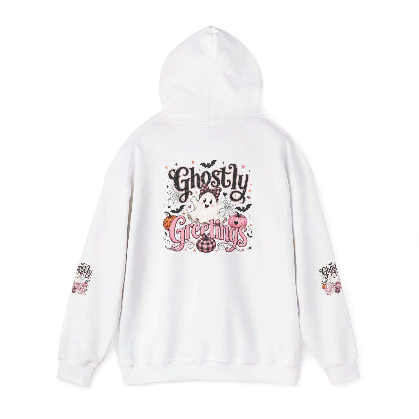 Ghostly Greetings Hoodie — Cute Retro Halloween Ghost Pullover