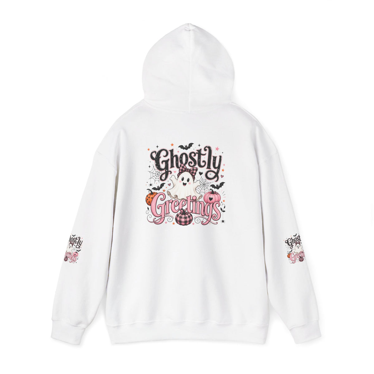 Ghostly Greetings Hoodie — Cute Retro Halloween Ghost Pullover