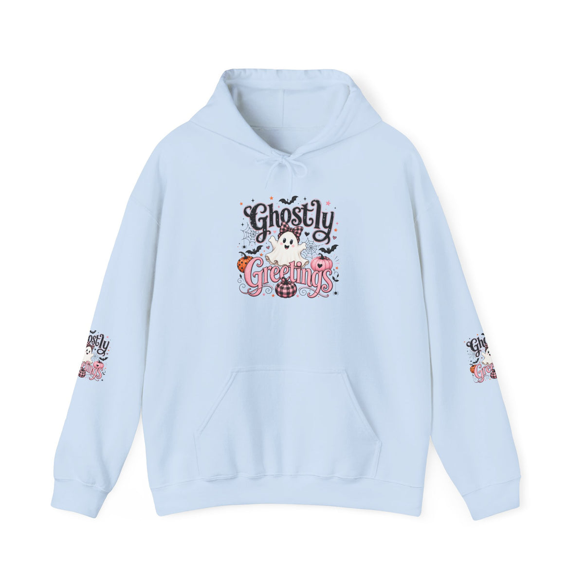 Ghostly Greetings Hoodie — Cute Retro Halloween Ghost Pullover