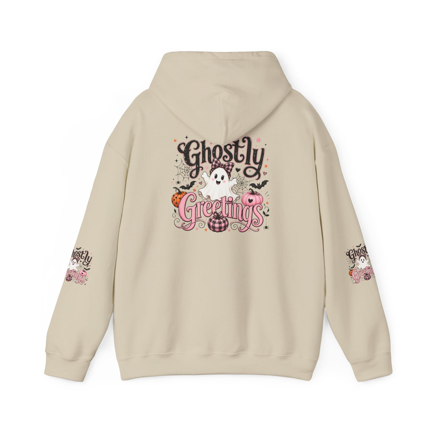 Ghostly Greetings Hoodie — Cute Retro Halloween Ghost Pullover