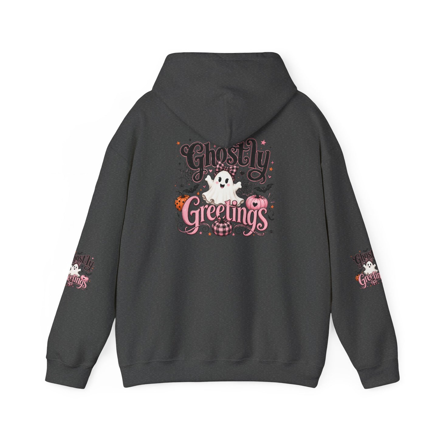 Ghostly Greetings Hoodie — Cute Retro Halloween Ghost Pullover