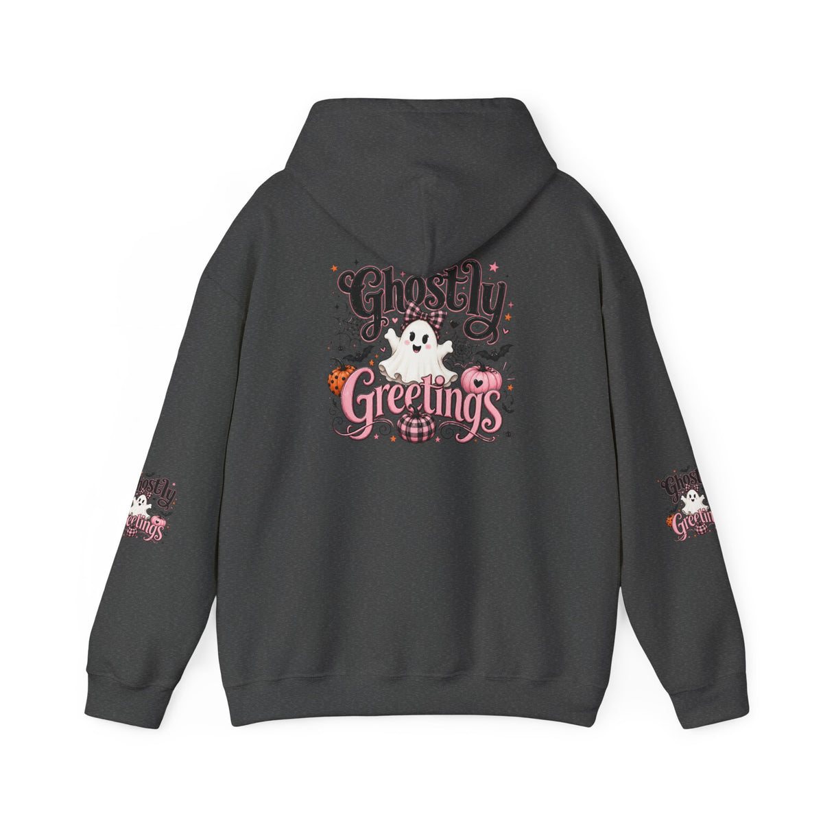 Ghostly Greetings Hoodie — Cute Retro Halloween Ghost Pullover