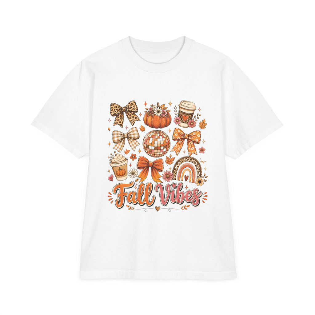 Fall Vibes Graphic T-Shirt — Autumn Pumpkin, Coffee & Cozy Icons Tee