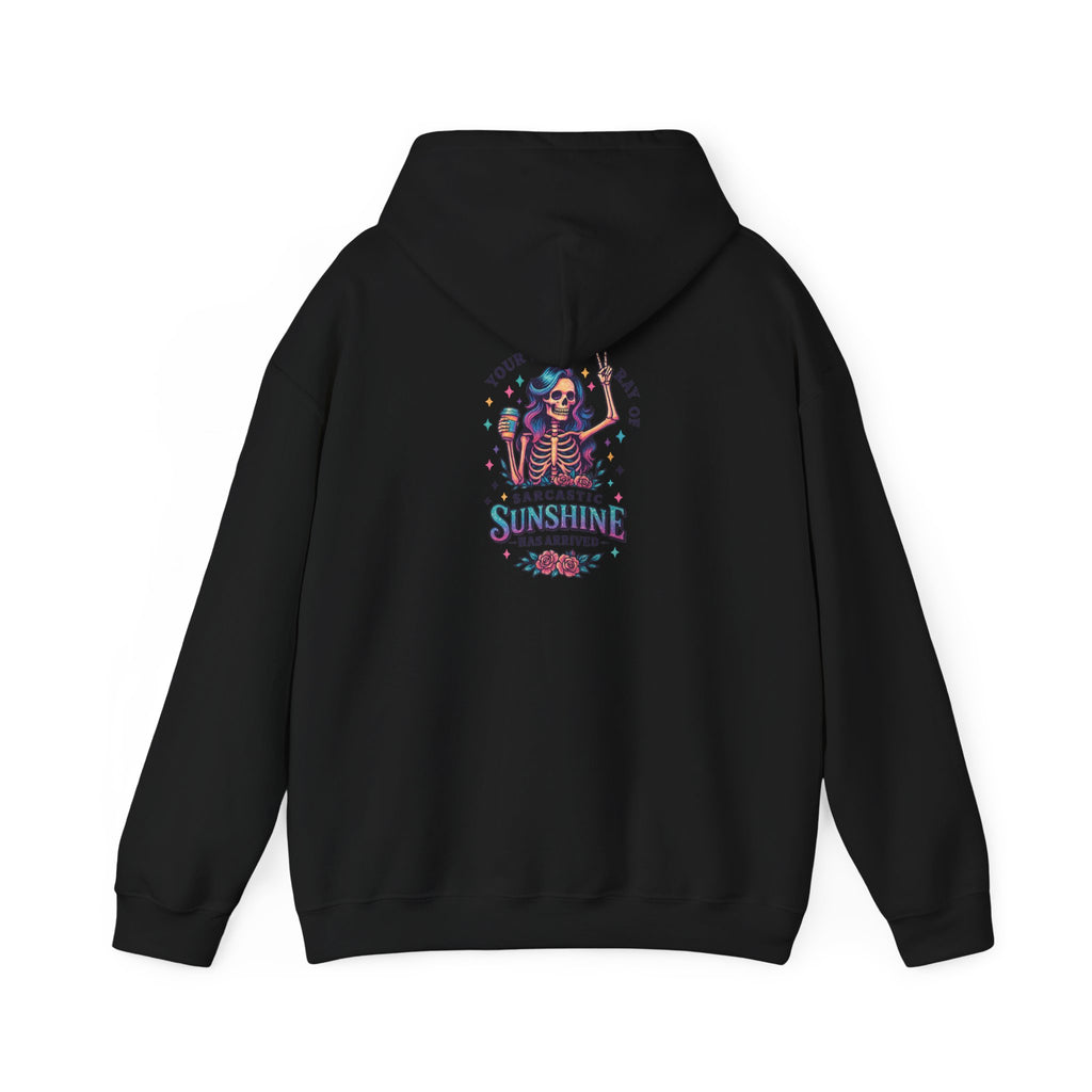 Sarcastic Skeleton Hoodie — "You're Late? Sarcastic Satisfaction" Graphic Pullover