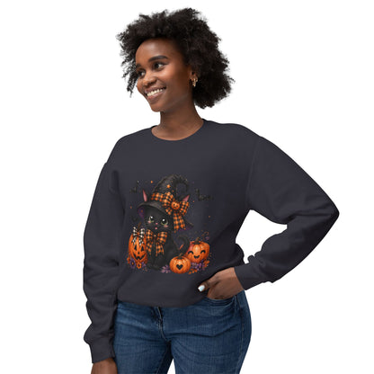 Halloween Black Cat Sweatshirt — Cute Witchy Pumpkin Crewneck