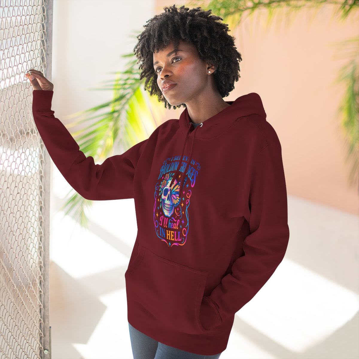 Skull & Butterfly Hoodie — "I Believe in Holding Grudges, I’ll Meet You in Hell" Graphic Hoodie