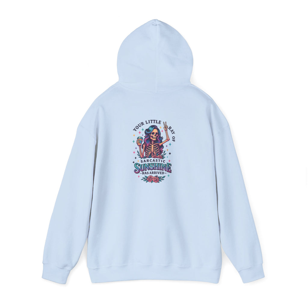 Sarcastic Skeleton Hoodie — "You're Late? Sarcastic Satisfaction" Graphic Pullover