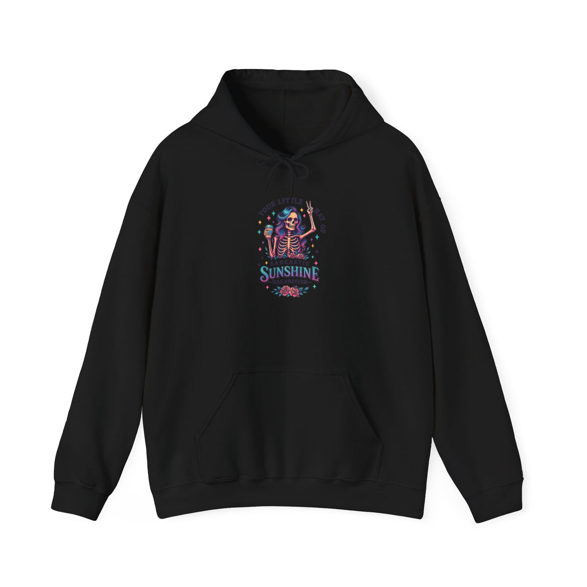 Sarcastic Skeleton Hoodie — "You're Late? Sarcastic Satisfaction" Graphic Pullover