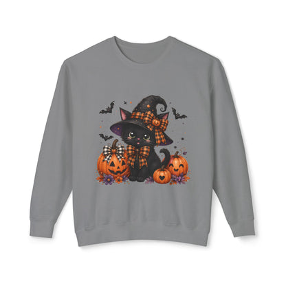 Halloween Black Cat Sweatshirt — Cute Witchy Pumpkin Crewneck