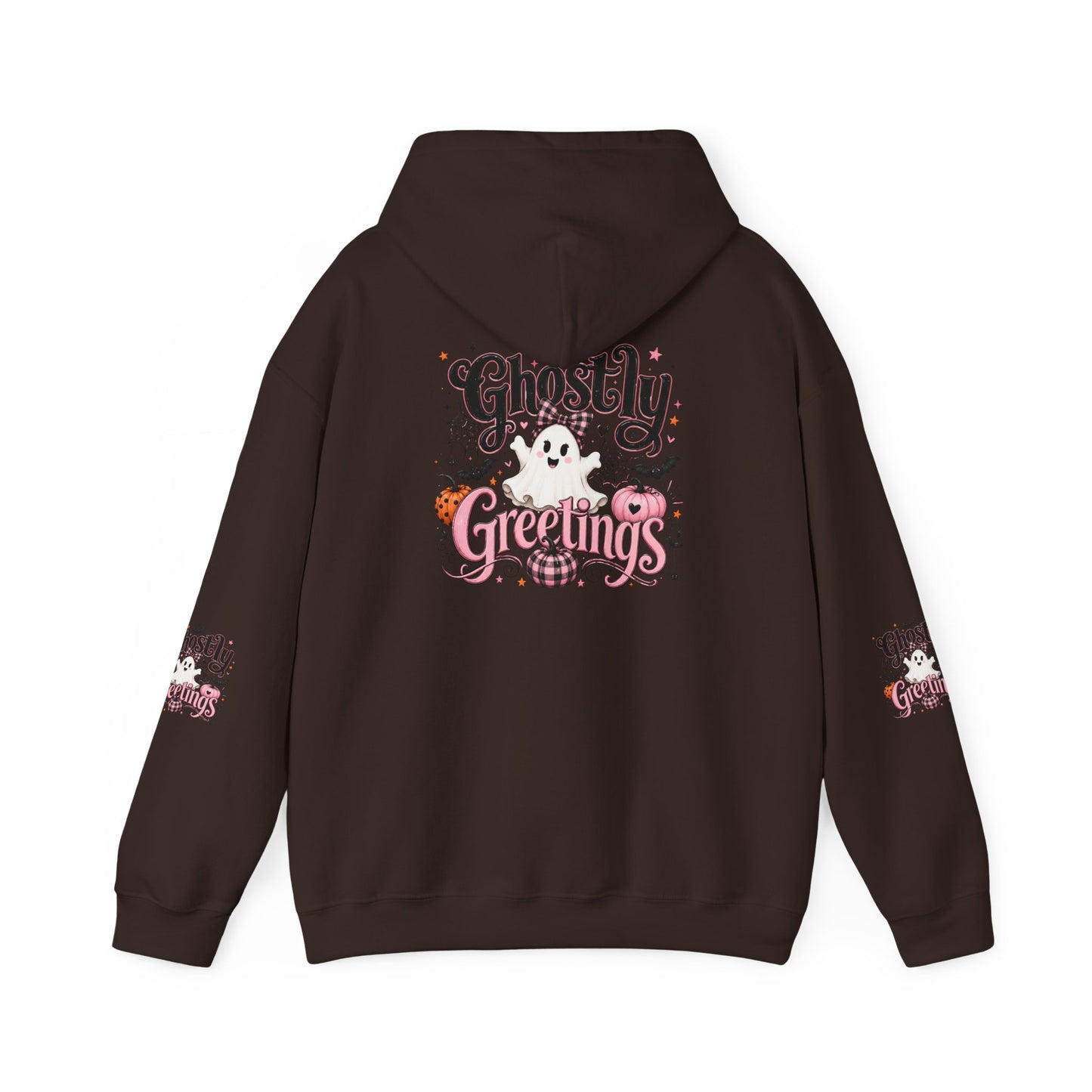 Ghostly Greetings Hoodie — Cute Retro Halloween Ghost Pullover