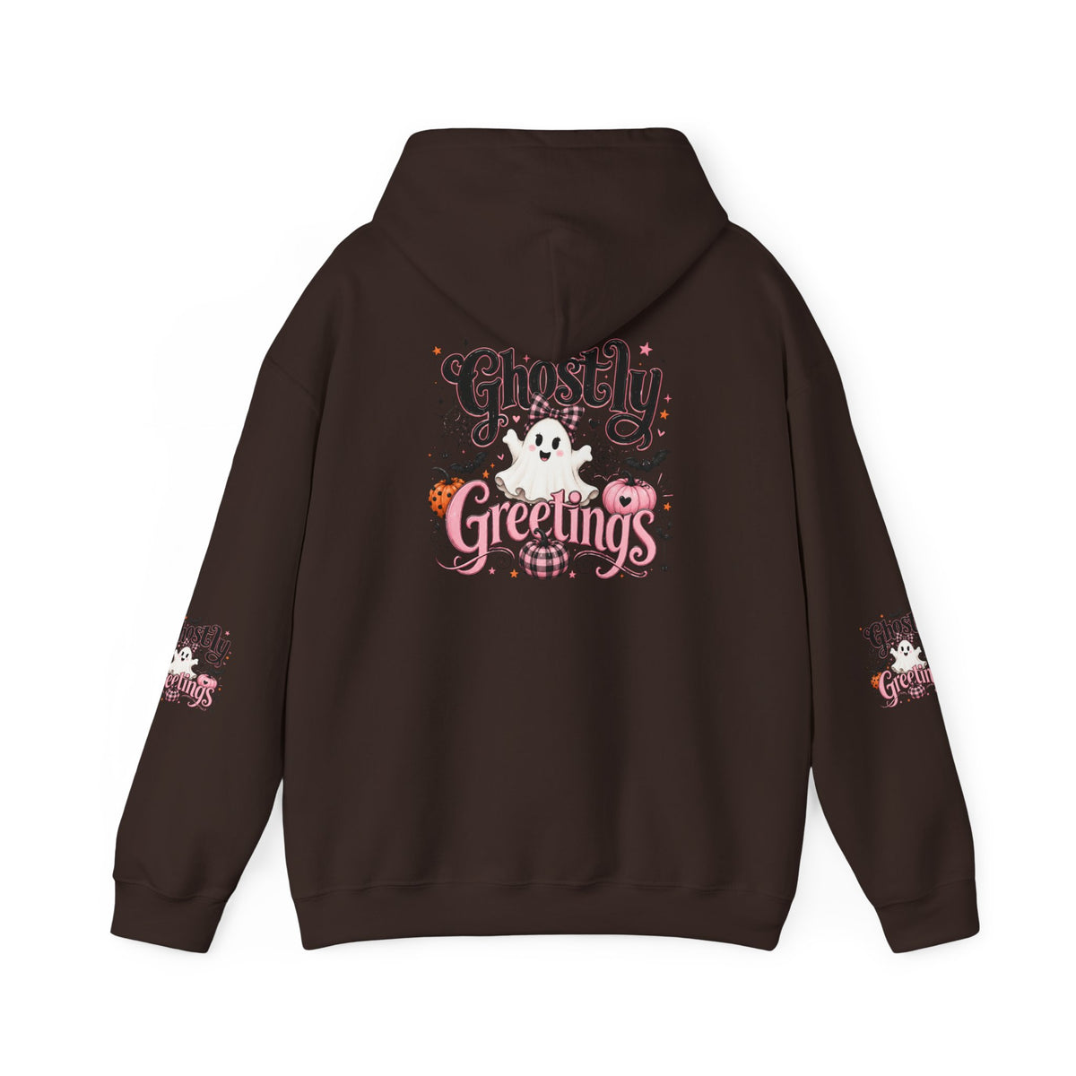 Ghostly Greetings Hoodie — Cute Retro Halloween Ghost Pullover