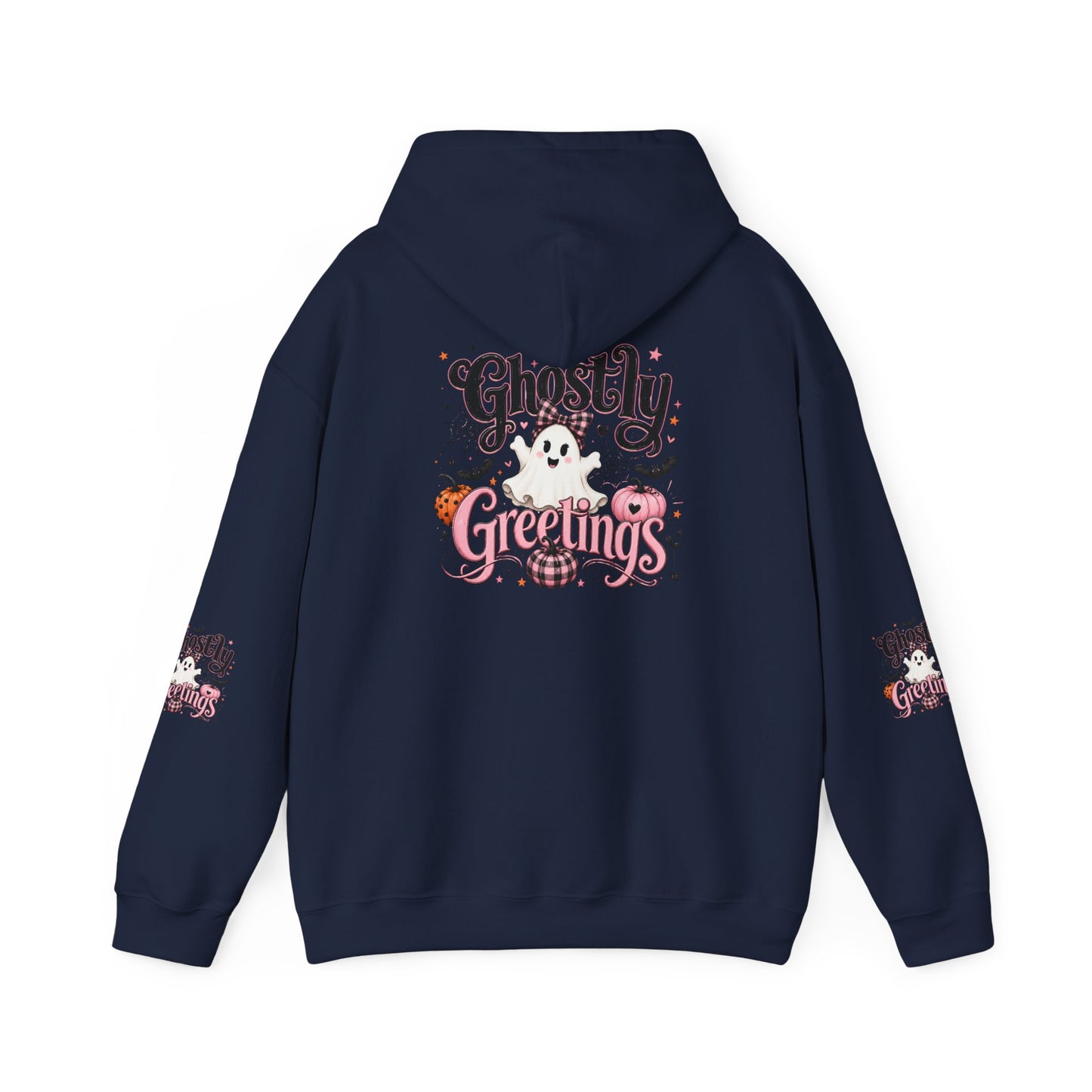 Ghostly Greetings Hoodie — Cute Retro Halloween Ghost Pullover