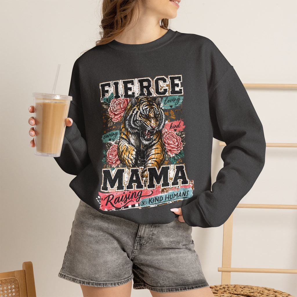 Fierce Mama Sweatshirt — 'Fierce Mama: Raising Kind Humans' Graphic Crewneck