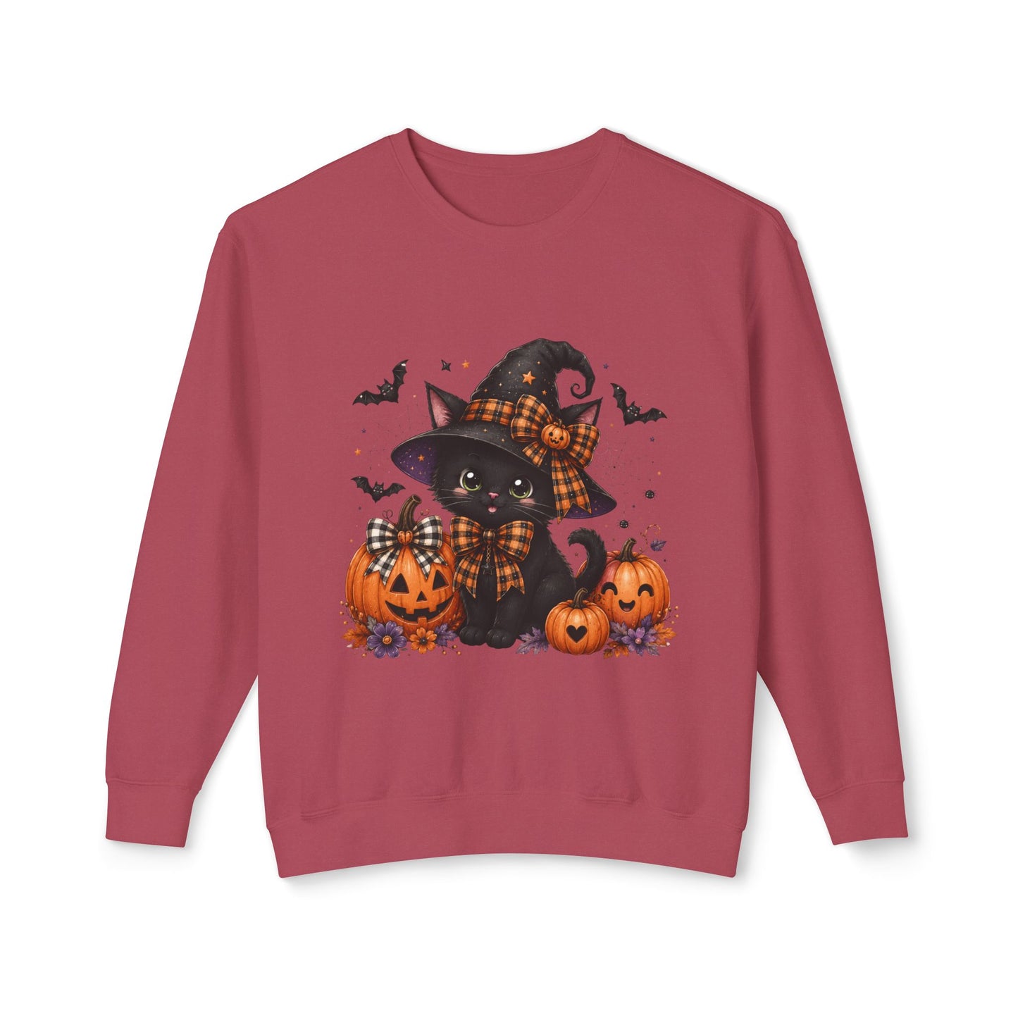 Halloween Black Cat Sweatshirt — Cute Witchy Pumpkin Crewneck