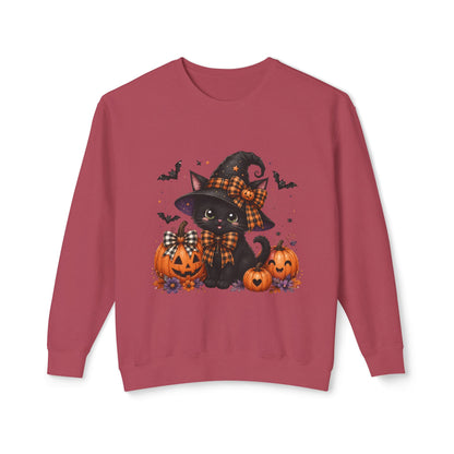Halloween Black Cat Sweatshirt — Cute Witchy Pumpkin Crewneck