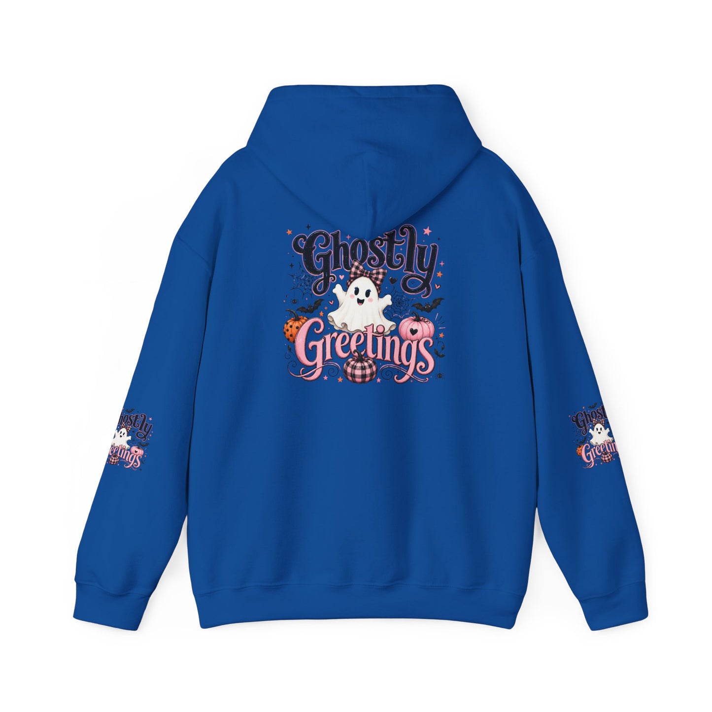 Ghostly Greetings Hoodie — Cute Retro Halloween Ghost Pullover