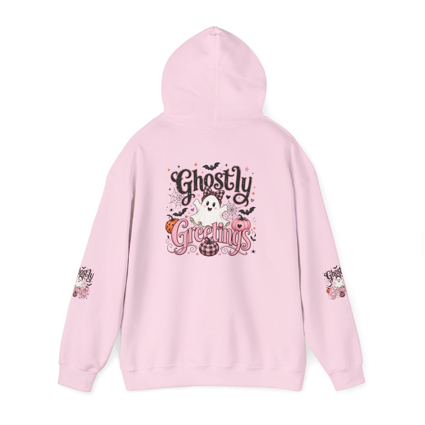 Ghostly Greetings Hoodie — Cute Retro Halloween Ghost Pullover