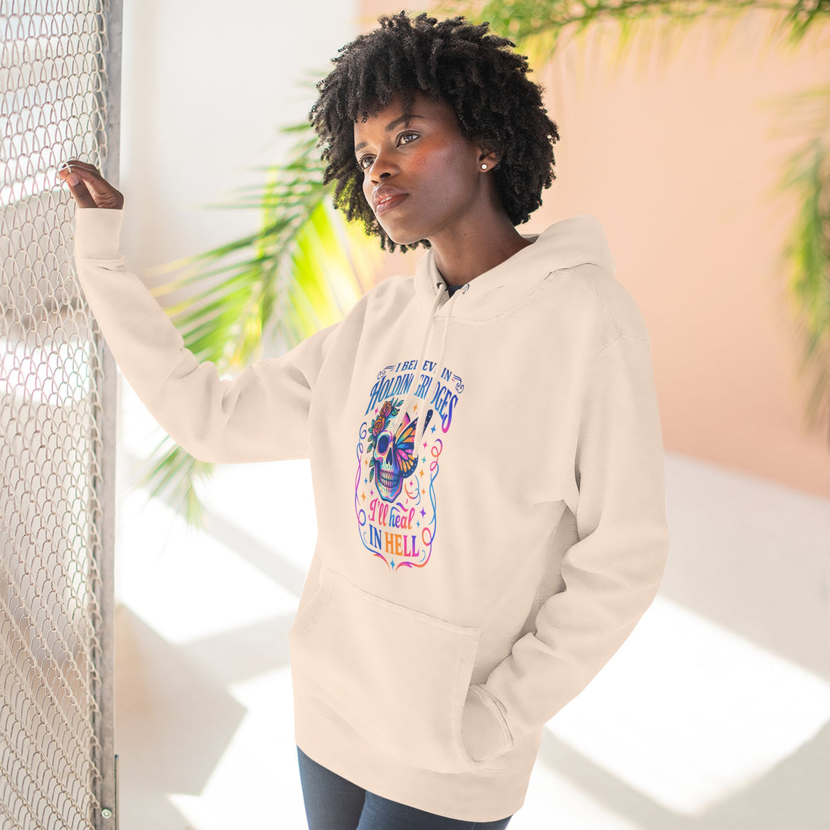 Skull & Butterfly Hoodie — "I Believe in Holding Grudges, I’ll Meet You in Hell" Graphic Hoodie