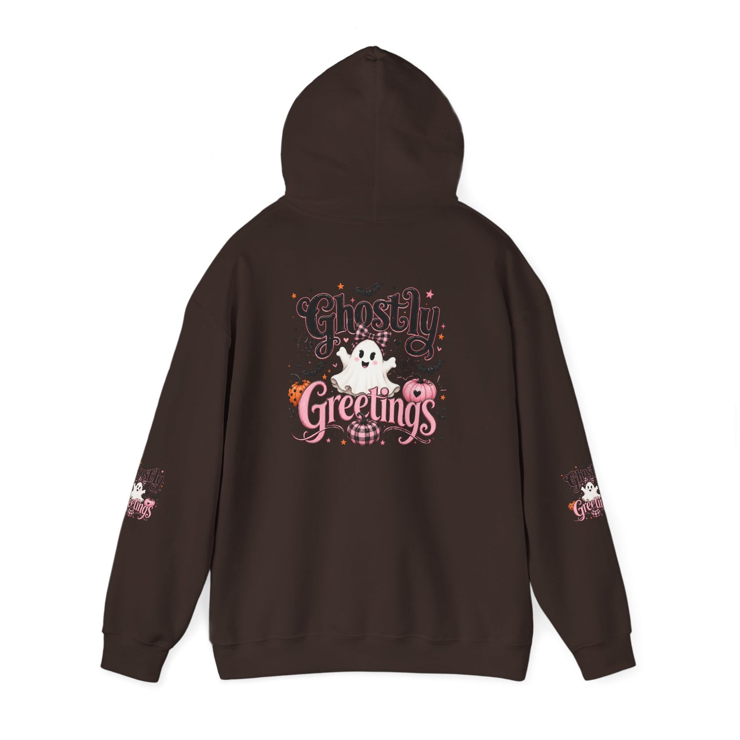 Ghostly Greetings Hoodie — Cute Retro Halloween Ghost Pullover