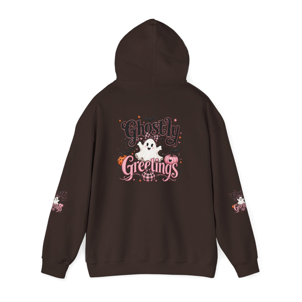 Ghostly Greetings Hoodie — Cute Retro Halloween Ghost Pullover