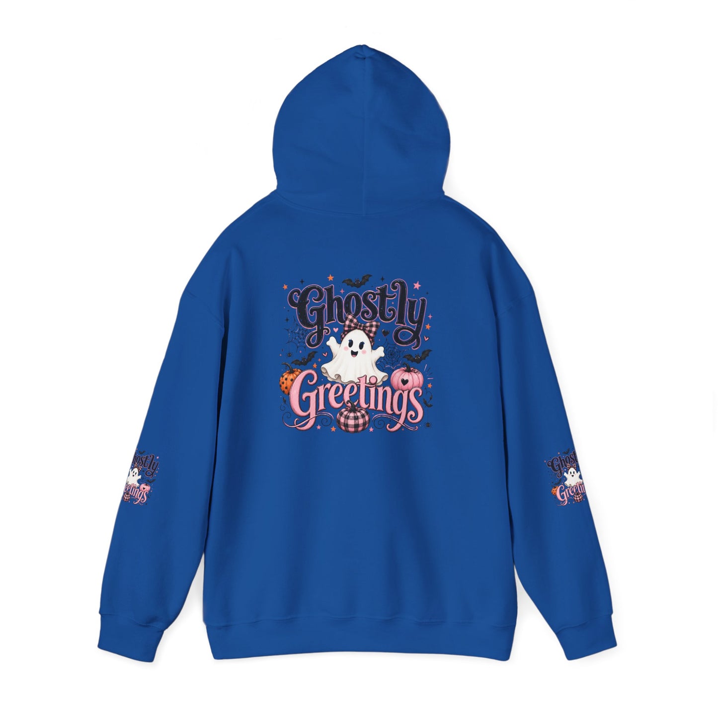 Ghostly Greetings Hoodie — Cute Retro Halloween Ghost Pullover