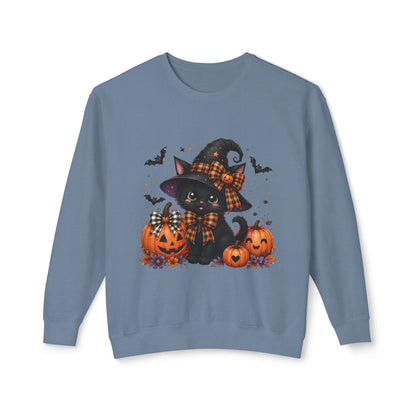 Halloween Black Cat Sweatshirt — Cute Witchy Pumpkin Crewneck