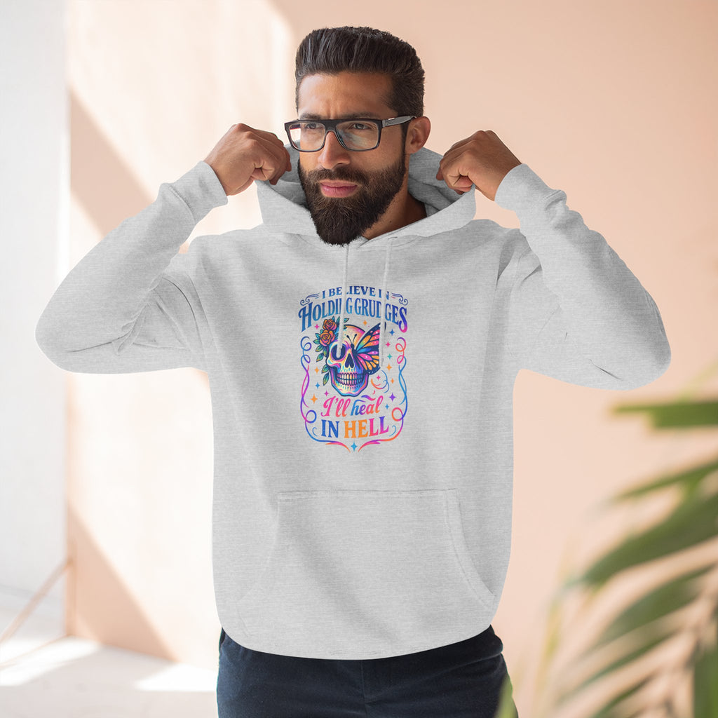 Skull & Butterfly Hoodie — "I Believe in Holding Grudges, I’ll Meet You in Hell" Graphic Hoodie