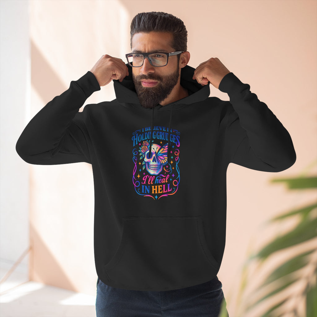 Skull & Butterfly Hoodie — "I Believe in Holding Grudges, I’ll Meet You in Hell" Graphic Hoodie