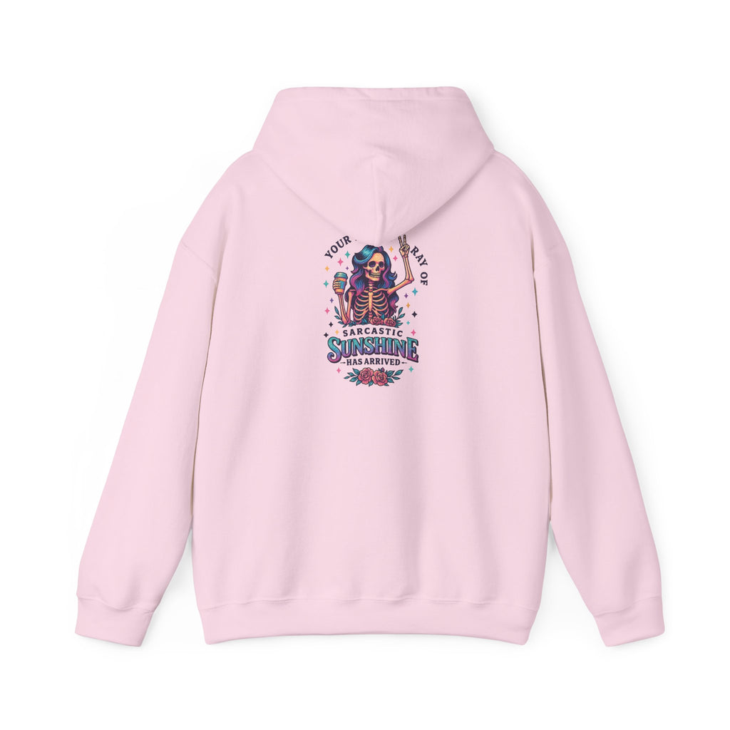 Sarcastic Skeleton Hoodie — "You're Late? Sarcastic Satisfaction" Graphic Pullover